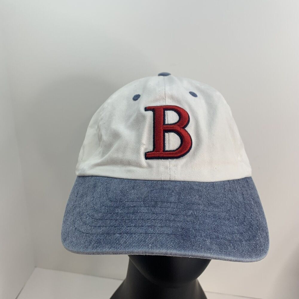 Boston Mens Hat White Red Blue Strap Back Buckle Bay State‎ Apparel Cap